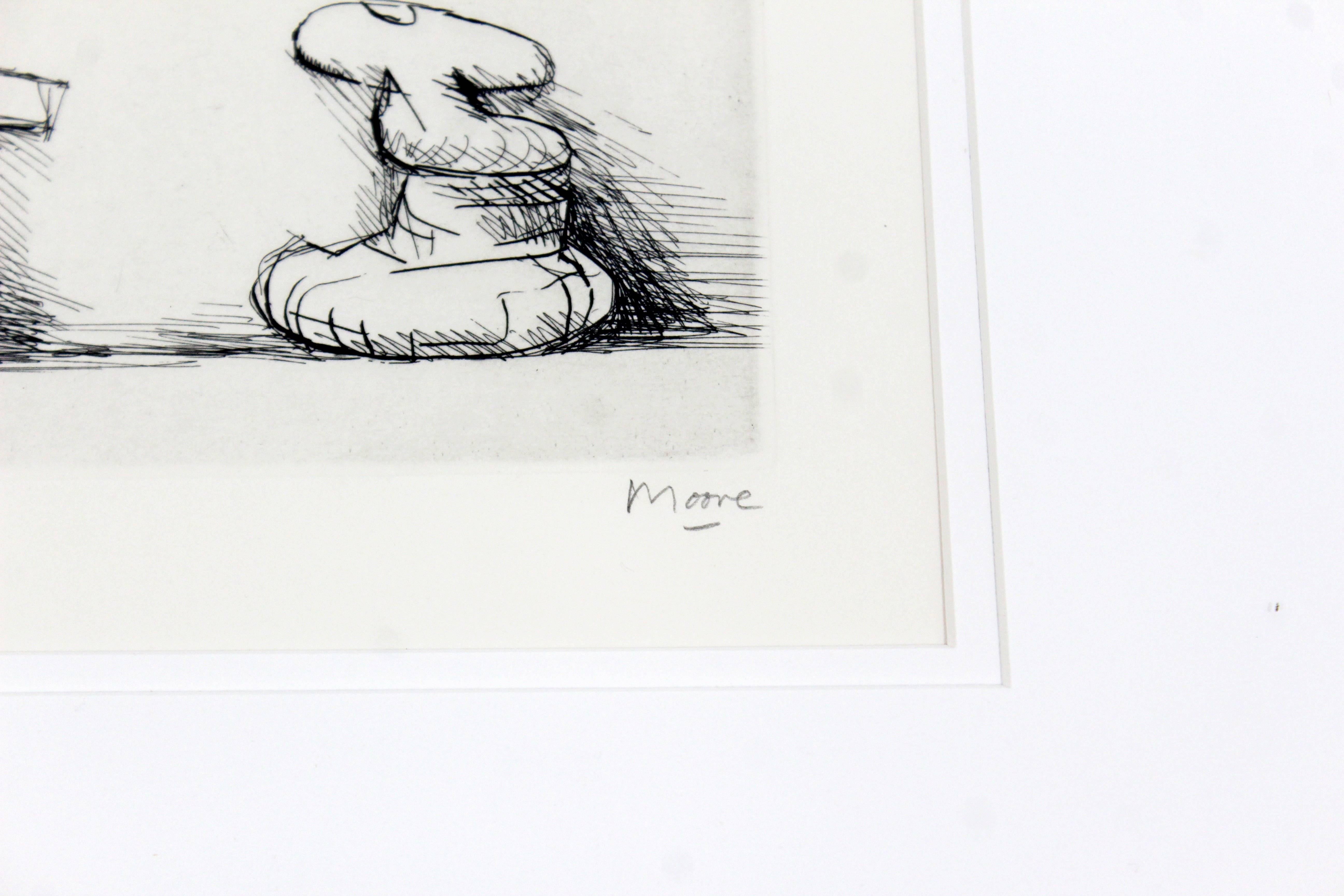 Mid-Century Modern Print Six Sculpture Motives Signed by Henry Moore 182/200 2