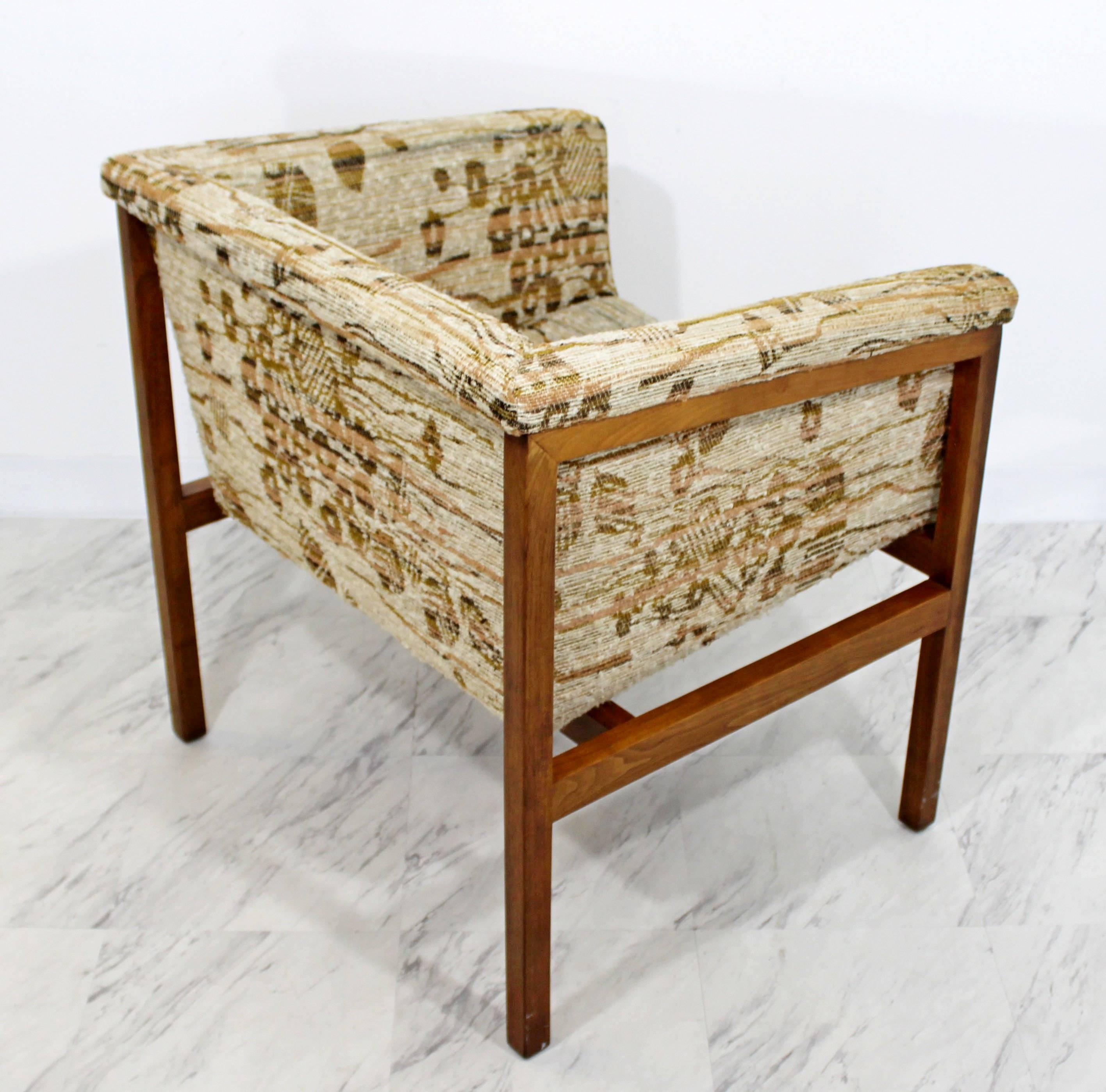 Mid-20th Century Mid-Century Modern Dunbar Wood Framed Cube Accent Lounge Chair