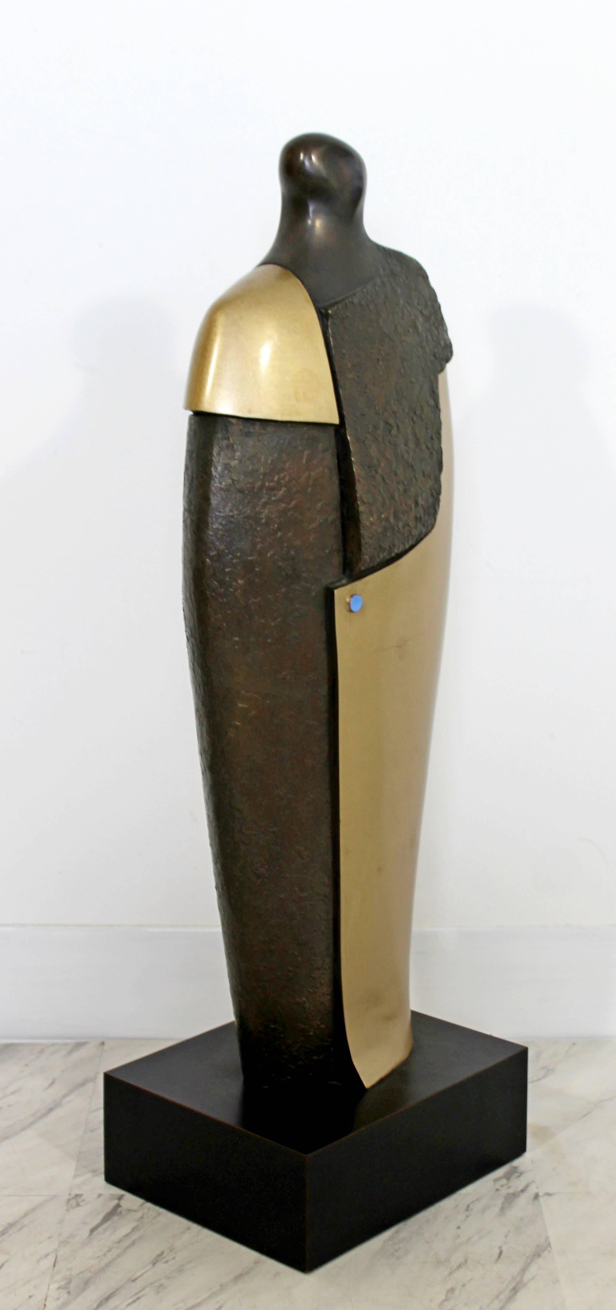 American Mid-Century Modern Bronze Brass Figure Table Sculpture John Baldwin Numbered 2/6