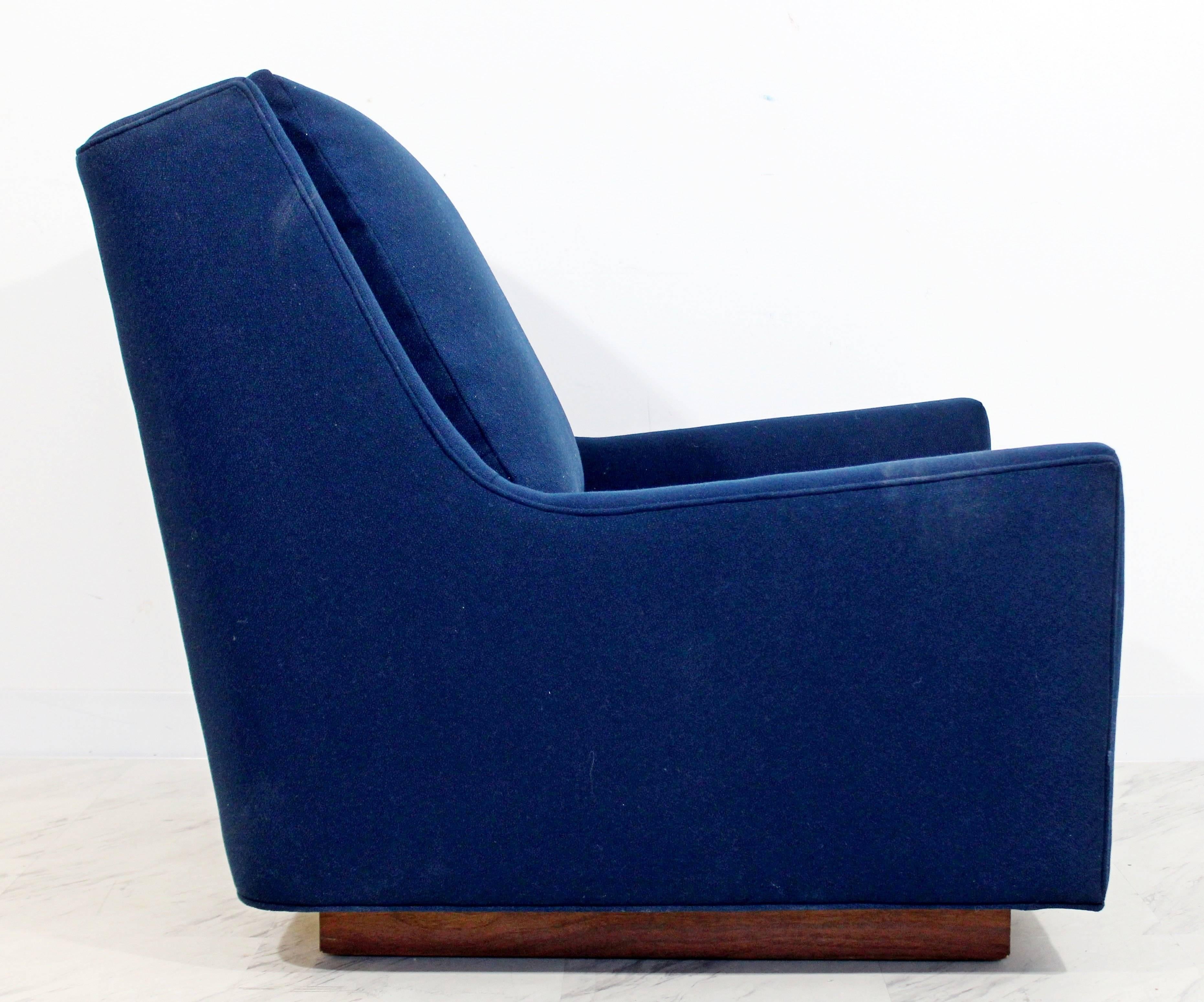 Late 20th Century Mid-Century Modern Rare Milo Baughman Wood Plinth Base Lounge Accent Chair 1970s
