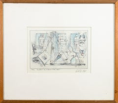 Andre Sable Signed 1983 Study Blueprint for a Perfect Lover (Male) Postmodern Il