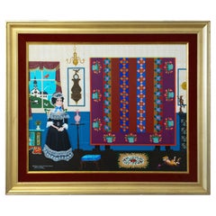 Bill W. Dodge Identical Twins Signed Contemporary Americana Folk Art Acrylic