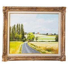 Gérard Passet Route Dans Le Champs Signed Impressionist Oil Painting on Canvas