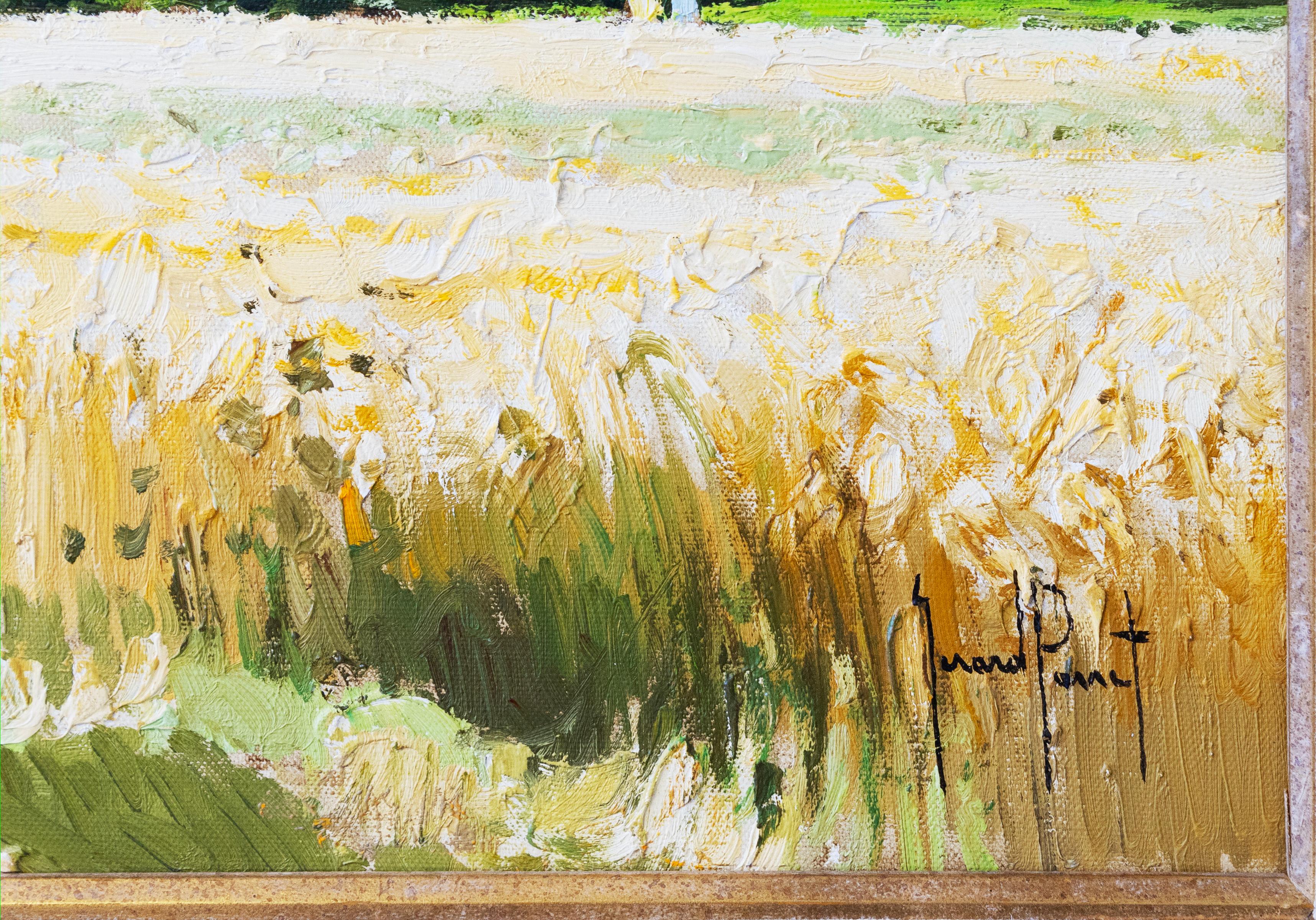 Gérard Passet Route Dans Le Champs Signed Impressionist Oil Painting on Canvas In Good Condition For Sale In Keego Harbor, MI
