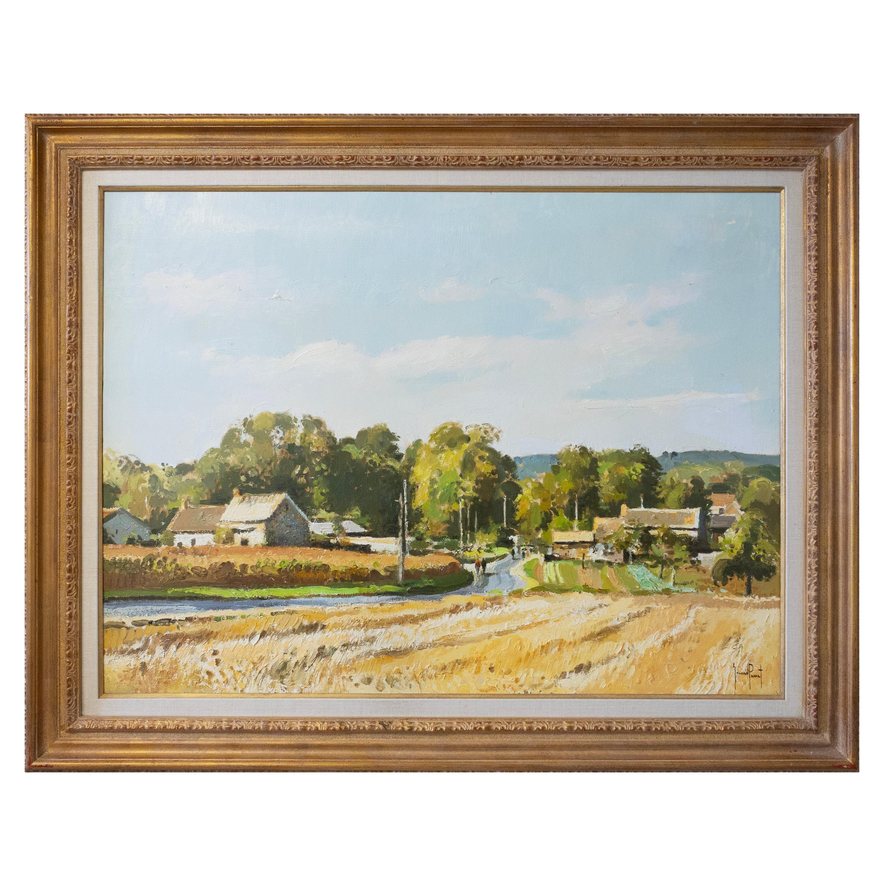 Gérard Passet Maisons Dans La Campagne Signed Impressionist Oil Painting