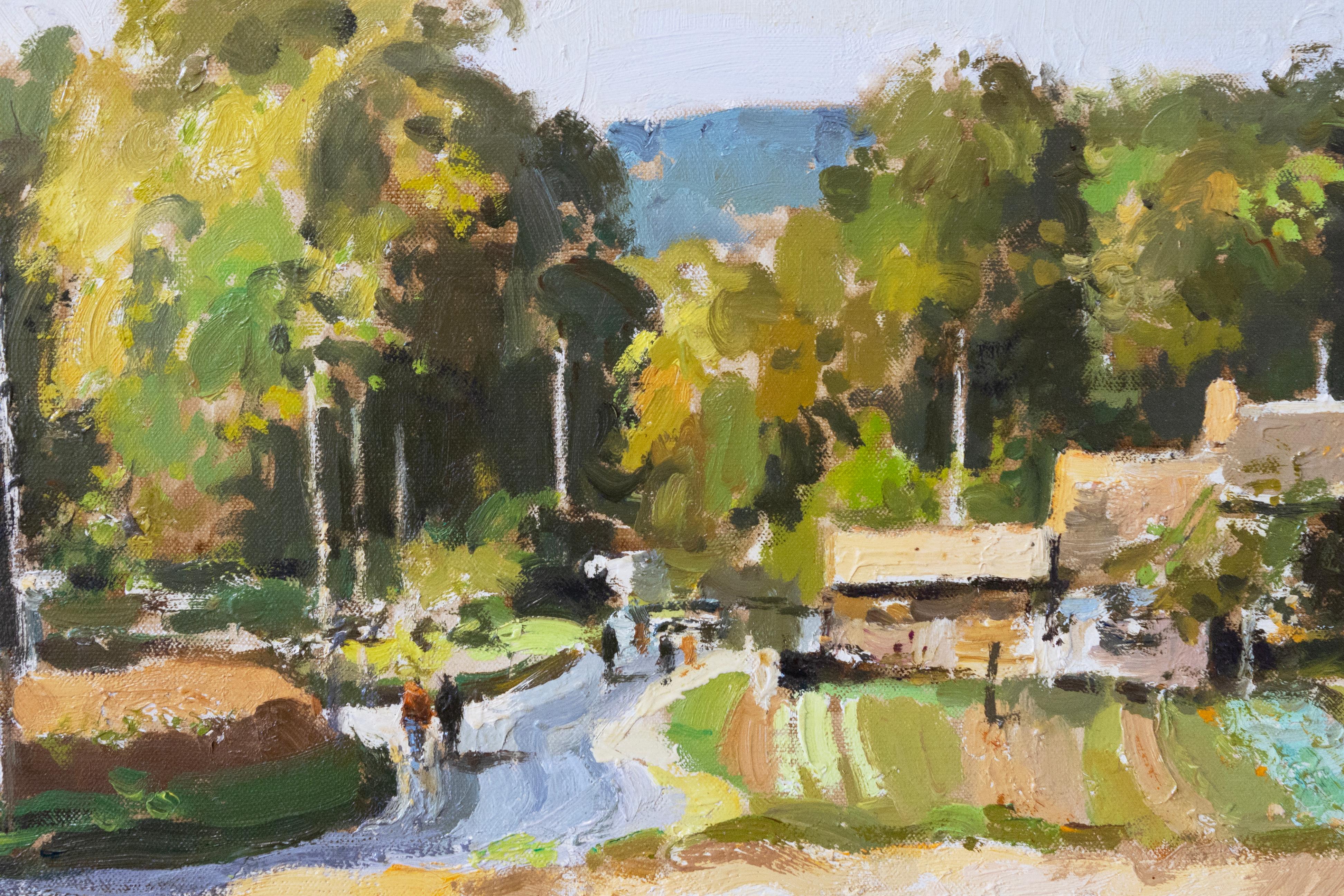 Gérard Passet Maisons Dans La Campagne Signiert Impressionist Ölgemälde (Französische Provence) im Angebot