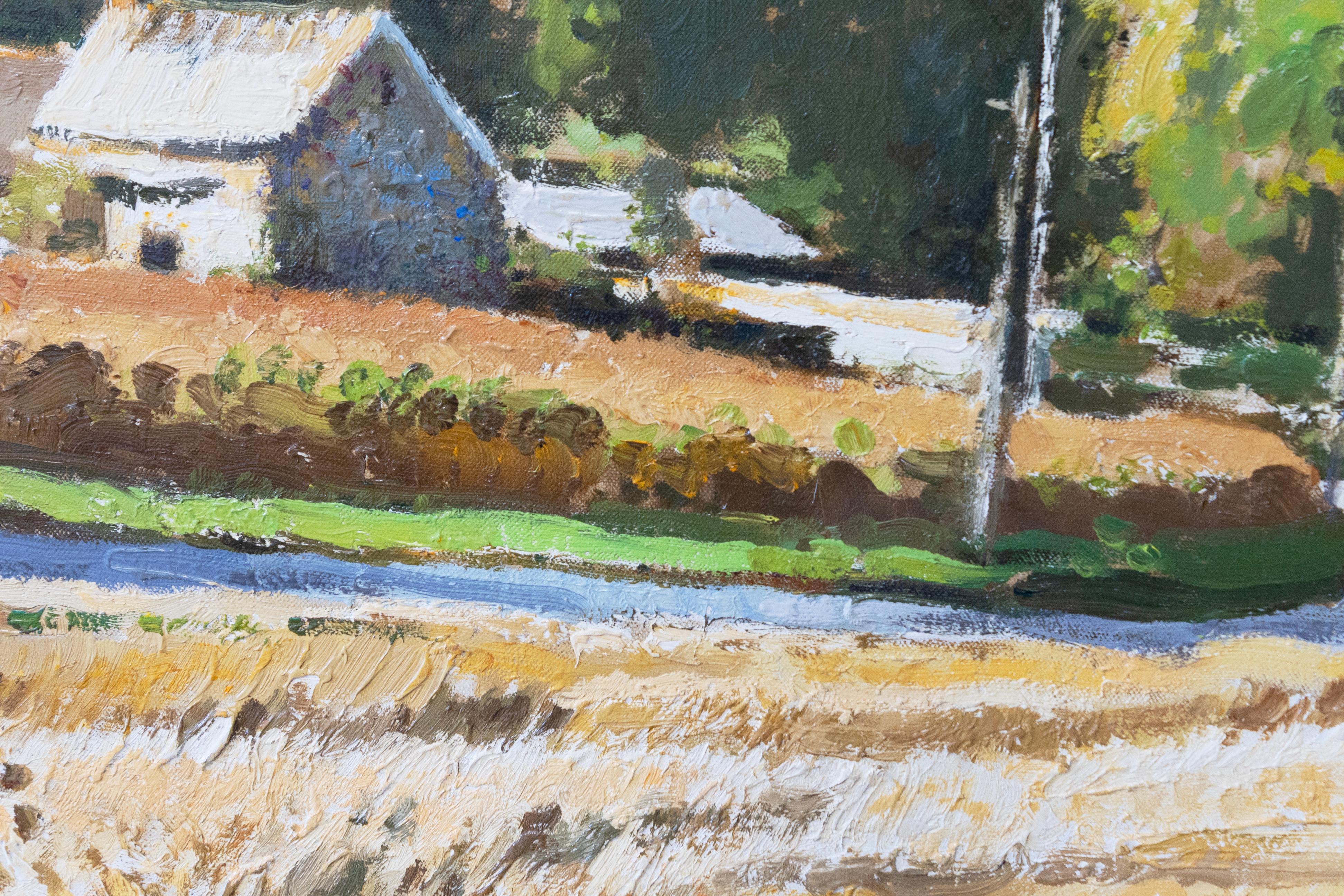 Gérard Passet Maisons Dans La Campagne Signiert Impressionist Ölgemälde (Französisch) im Angebot