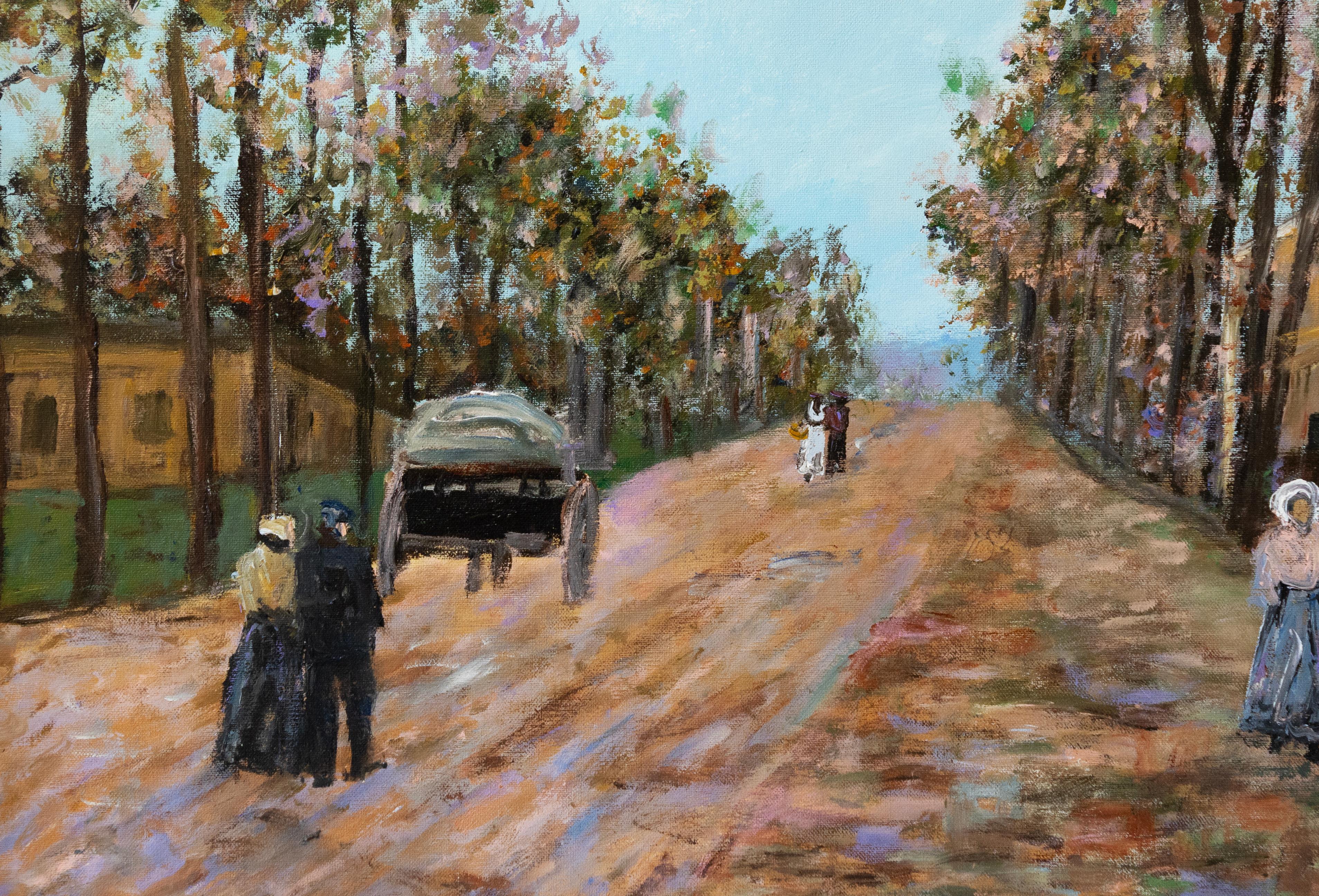 Martin Jewell Auf dem Weg nach Rocquencourt Signiert Impressionist Ölgemälde (amerikanisch) im Angebot