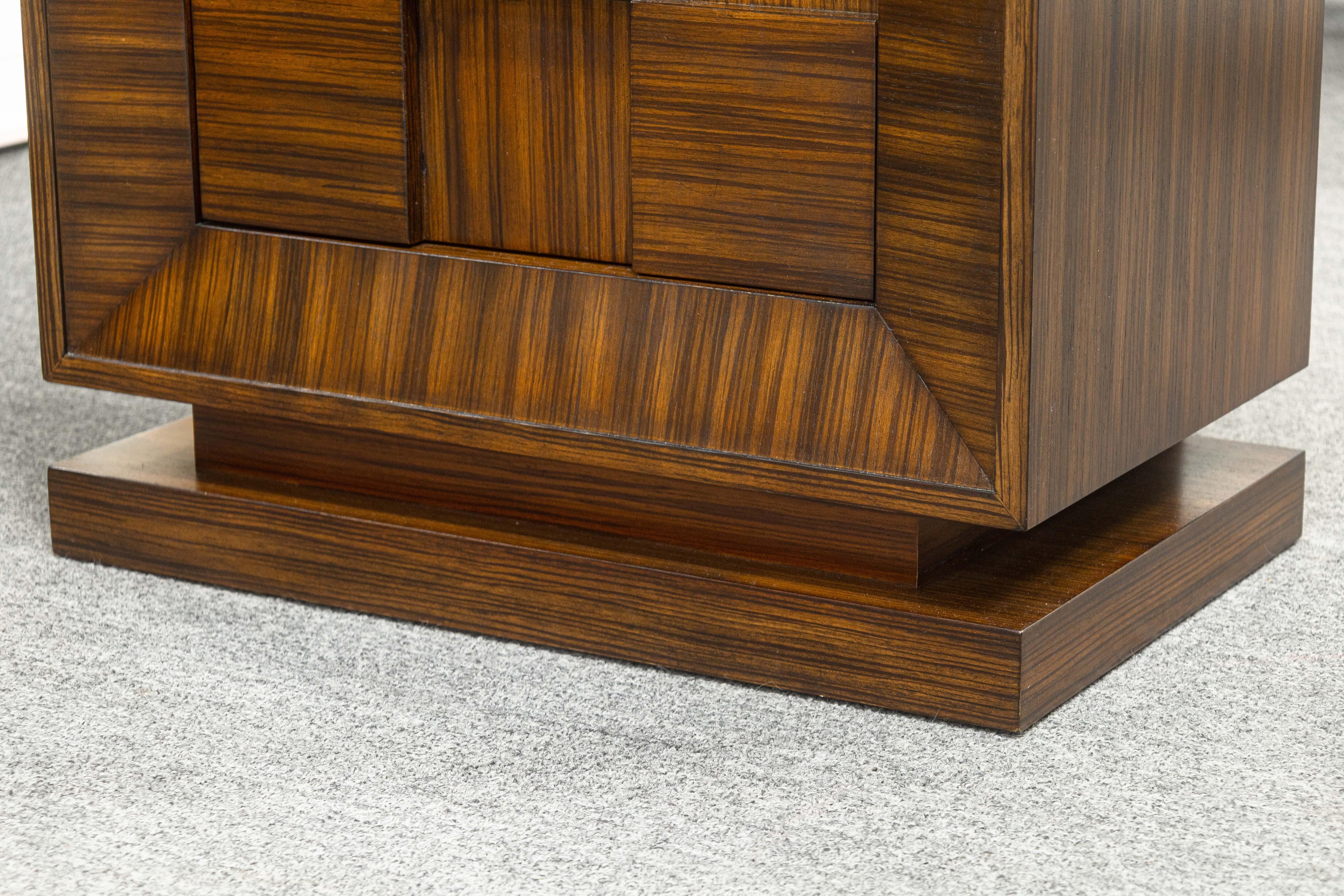 Global Views Contemporary Modern Zebrawood Laminate Rectangular Office Cabinet For Sale 1