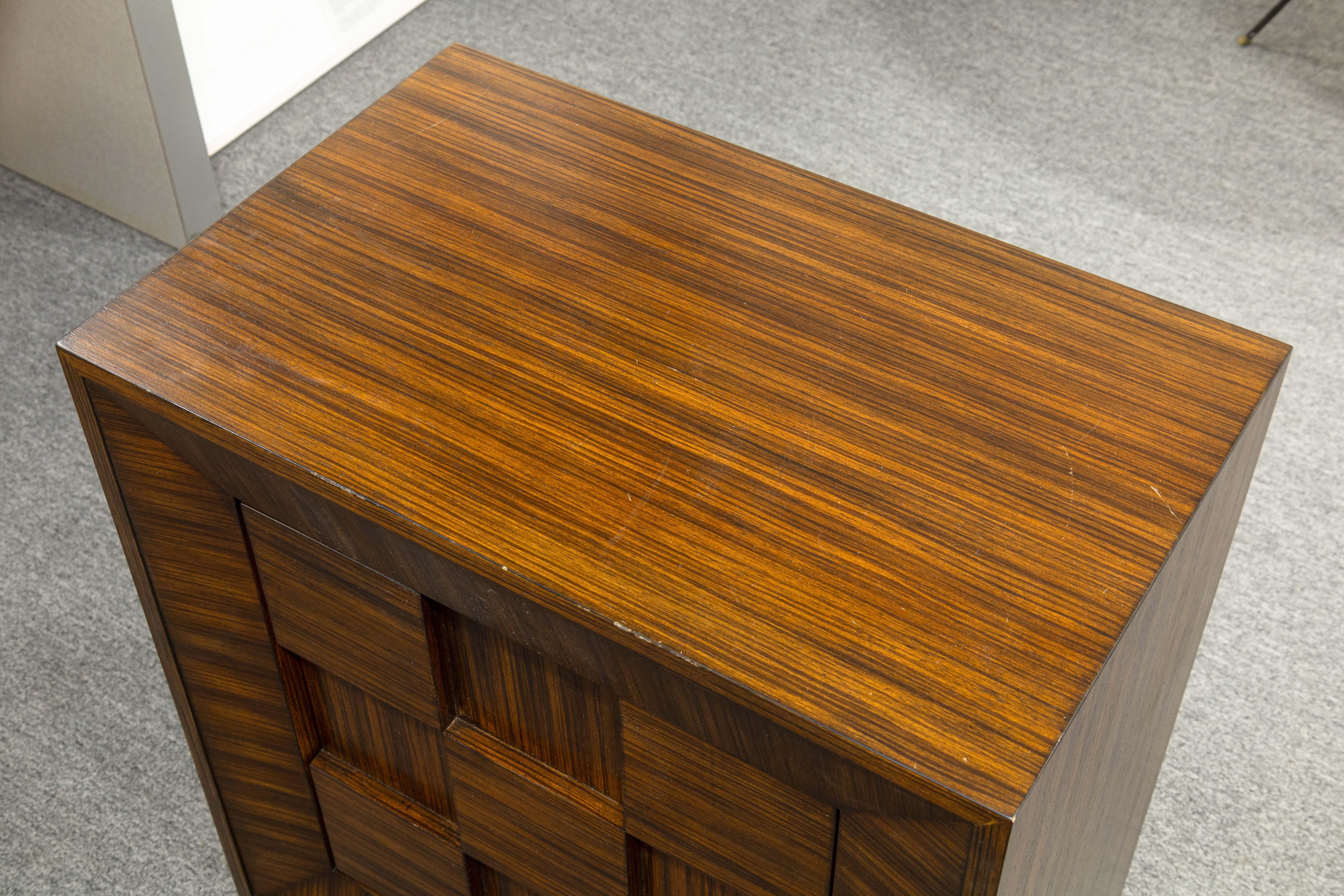 American Global Views Contemporary Modern Zebrawood Laminate Rectangular Office Cabinet For Sale