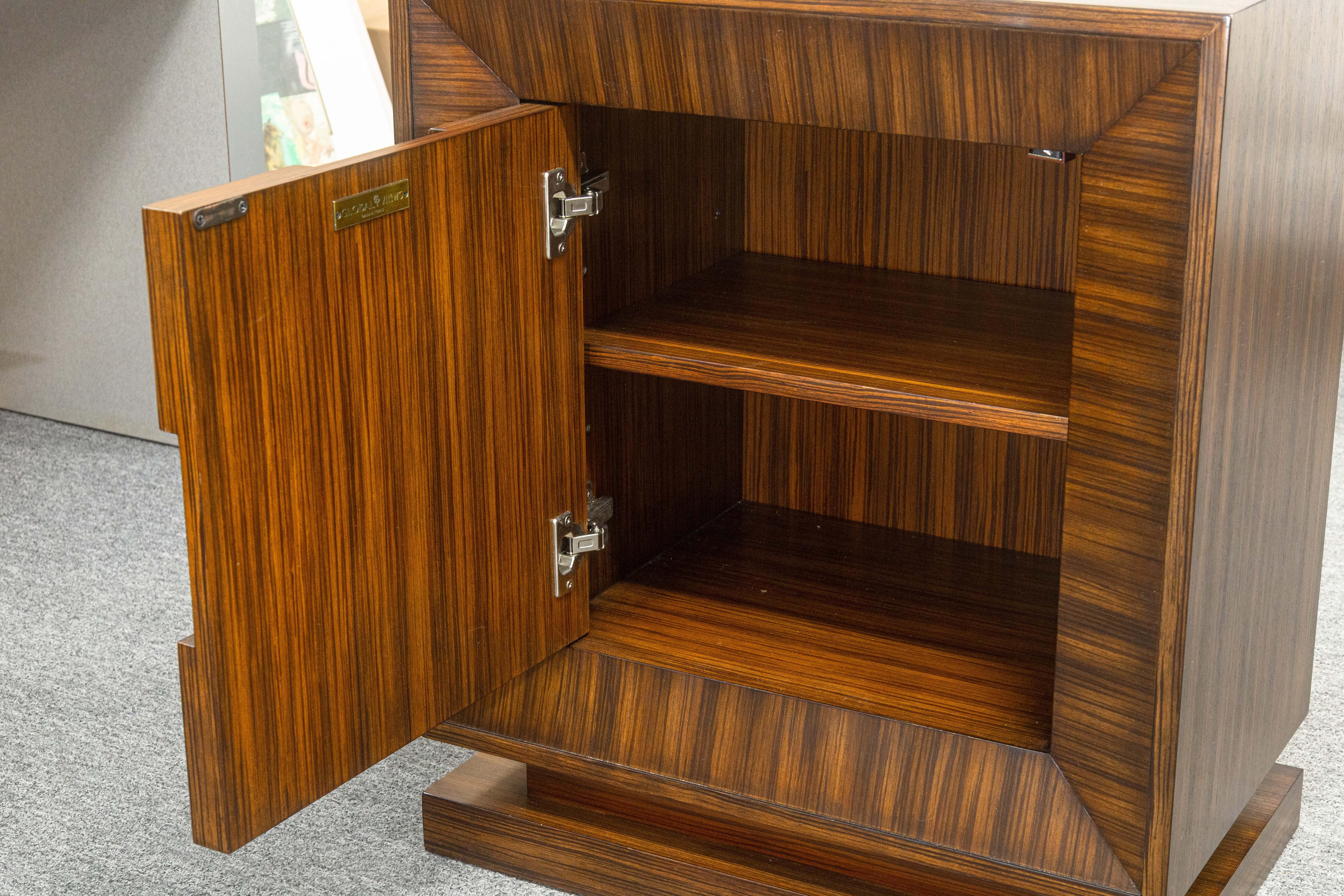 20th Century Global Views Contemporary Modern Zebrawood Laminate Rectangular Office Cabinet For Sale