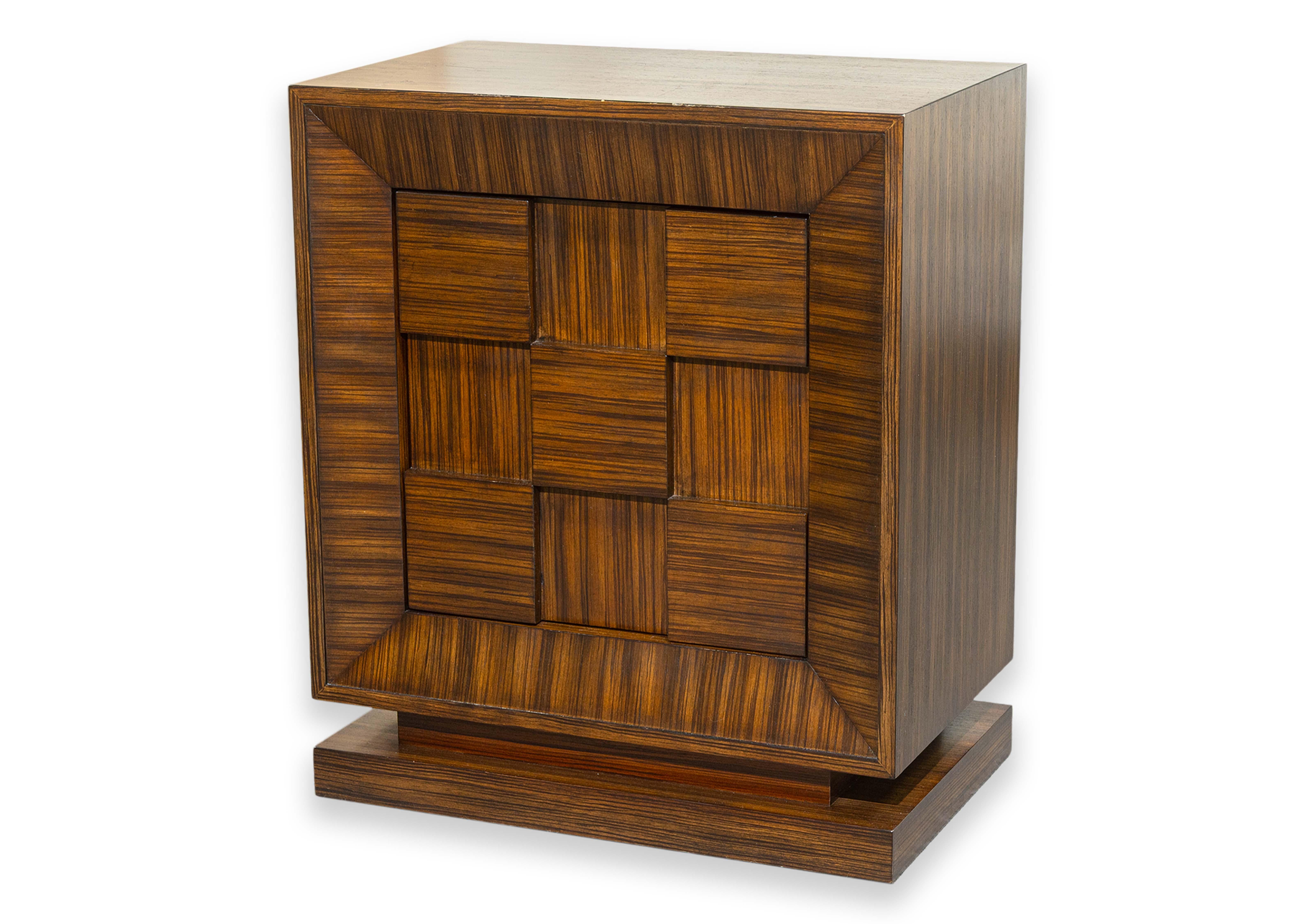 Global Views Contemporary Modern Zebrawood Laminate Rectangular Office Cabinet For Sale 3