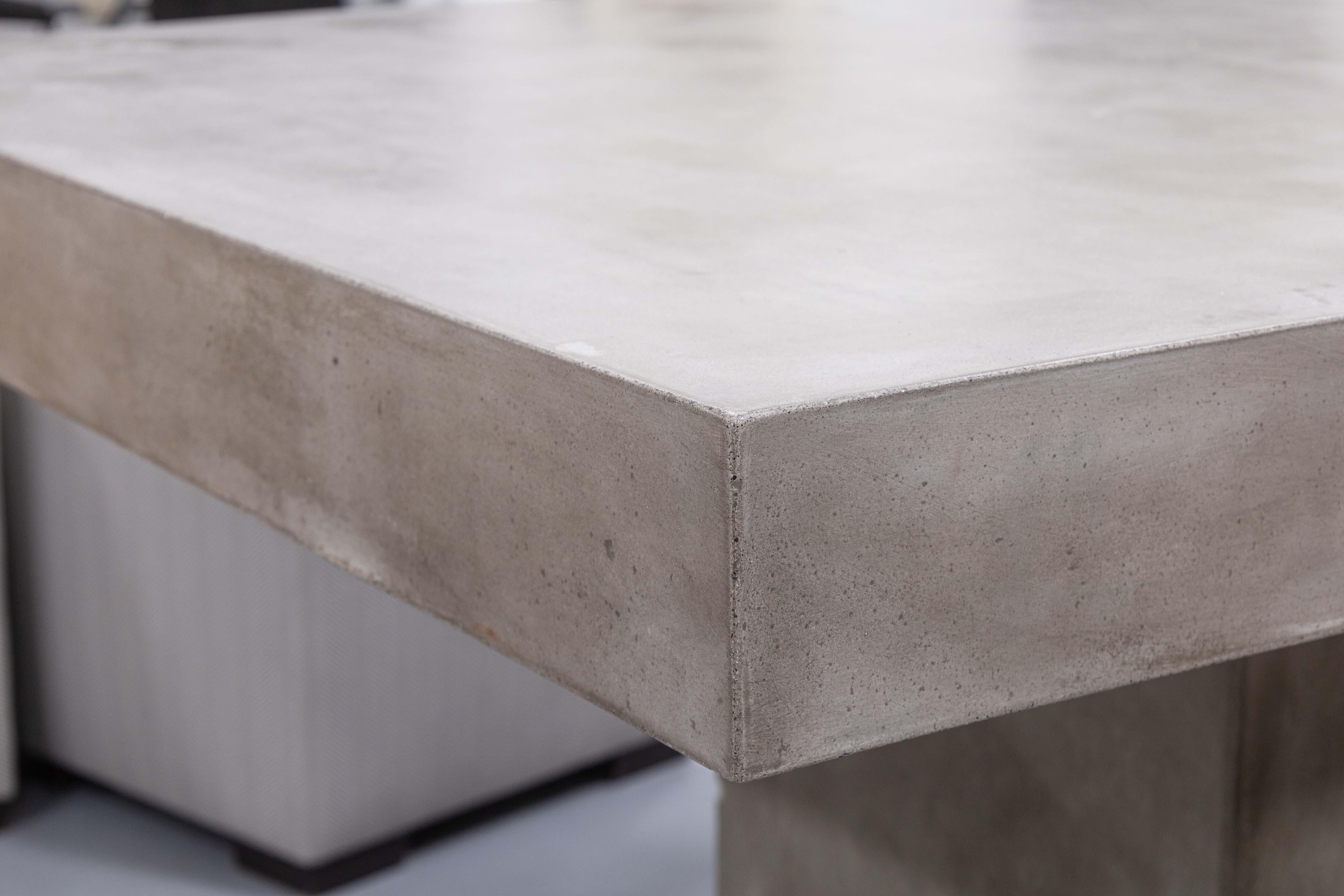 Contemporary Modern Gray Concrete Dining Dinette Table with Matching Bench Seat In Good Condition For Sale In Keego Harbor, MI