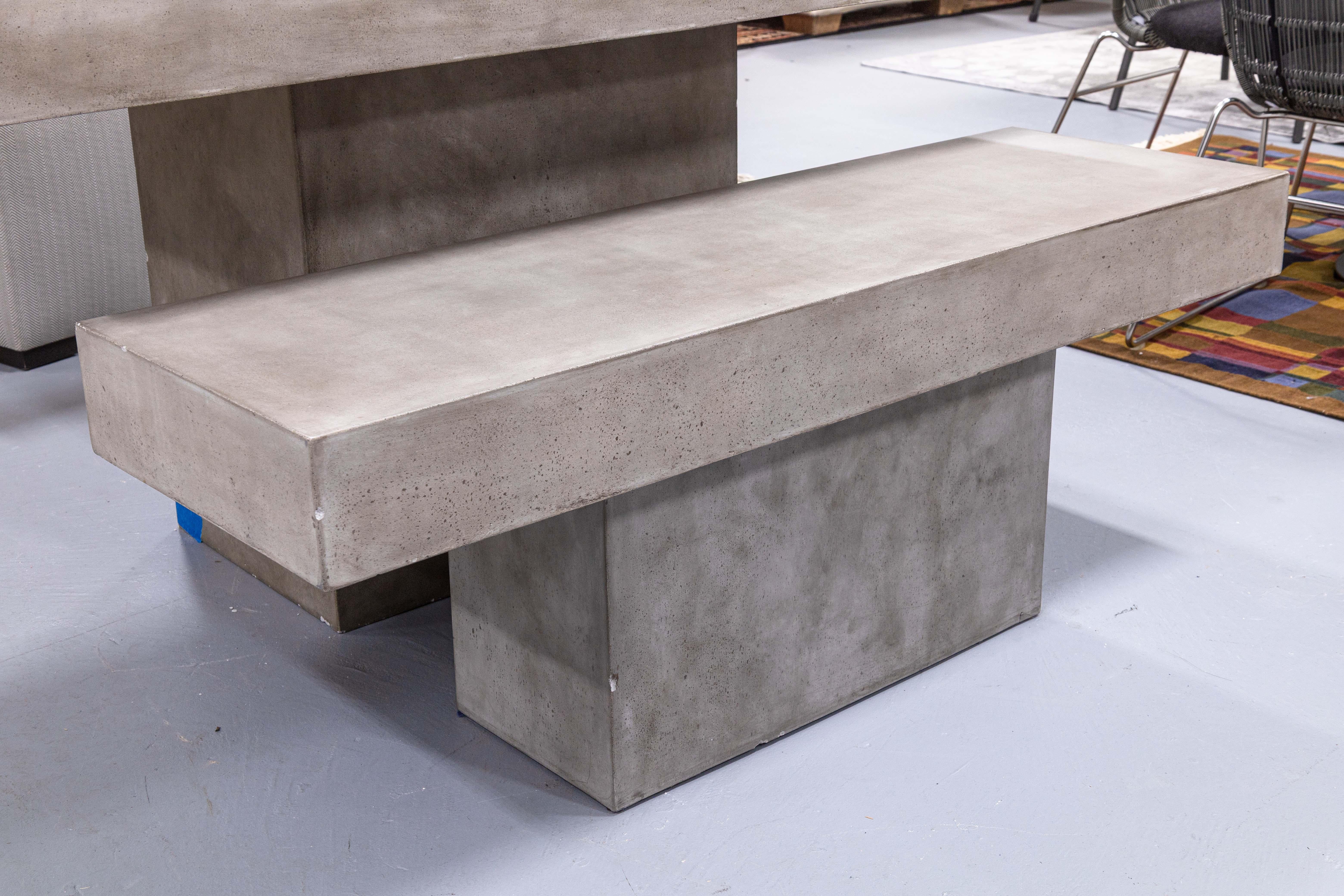 20th Century Contemporary Modern Gray Concrete Dining Dinette Table with Matching Bench Seat For Sale