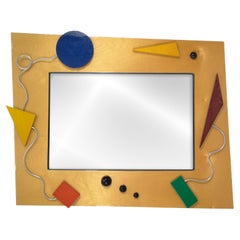 Large Vintage Memphis Style Postmodern Geometric Rhombus Wall Mounted Mirror