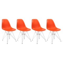 Set of 4 Charles & Ray Eames x Vitra DSR Rusty Orange Eiffel Tower Base Chairs
