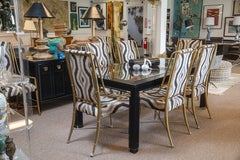 Vintage American of Martinsville Black Lacquered Brass Hardware Buffet Credenza