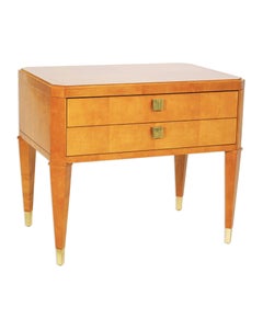 Pair Of Hickory White Mid Century Modern Two Drawer Nightstands Side End Tables