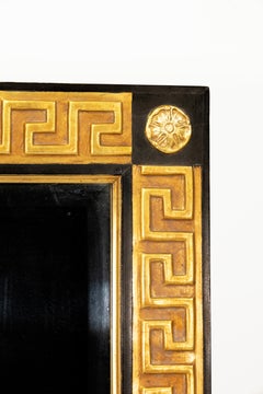Large Hollywood Regency Style Rectangular Gilt Wall Mirror With Greek Key Border