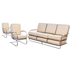 Vintage 1930s Gilbert Rohde for Troy Sunshade Art Deco Sofa & Lounge Chair Set