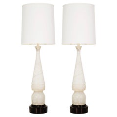 Vintage Rembrandt Lamp Company Large Marble And Wood Table Lamp