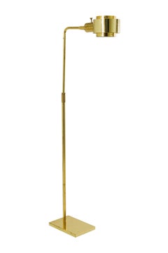 Vintage Pair Of Koch & Lowy Style Brass Circluar Shade Adjustable Floor Lamps