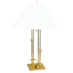 Laurel Lamp Company Vintage Modernist Polished Brass Table Lamp