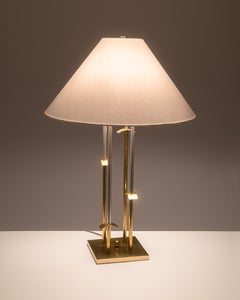Laurel Lamp Company Vintage Modernist Polished Brass Table Lamp