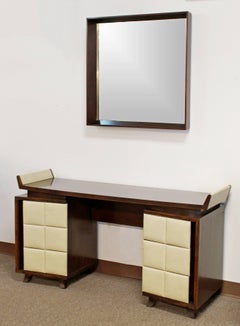 Vintage Art Deco Gilbert Rohde for Herman Miller Mahogany Vanity & Mirror, 1930s