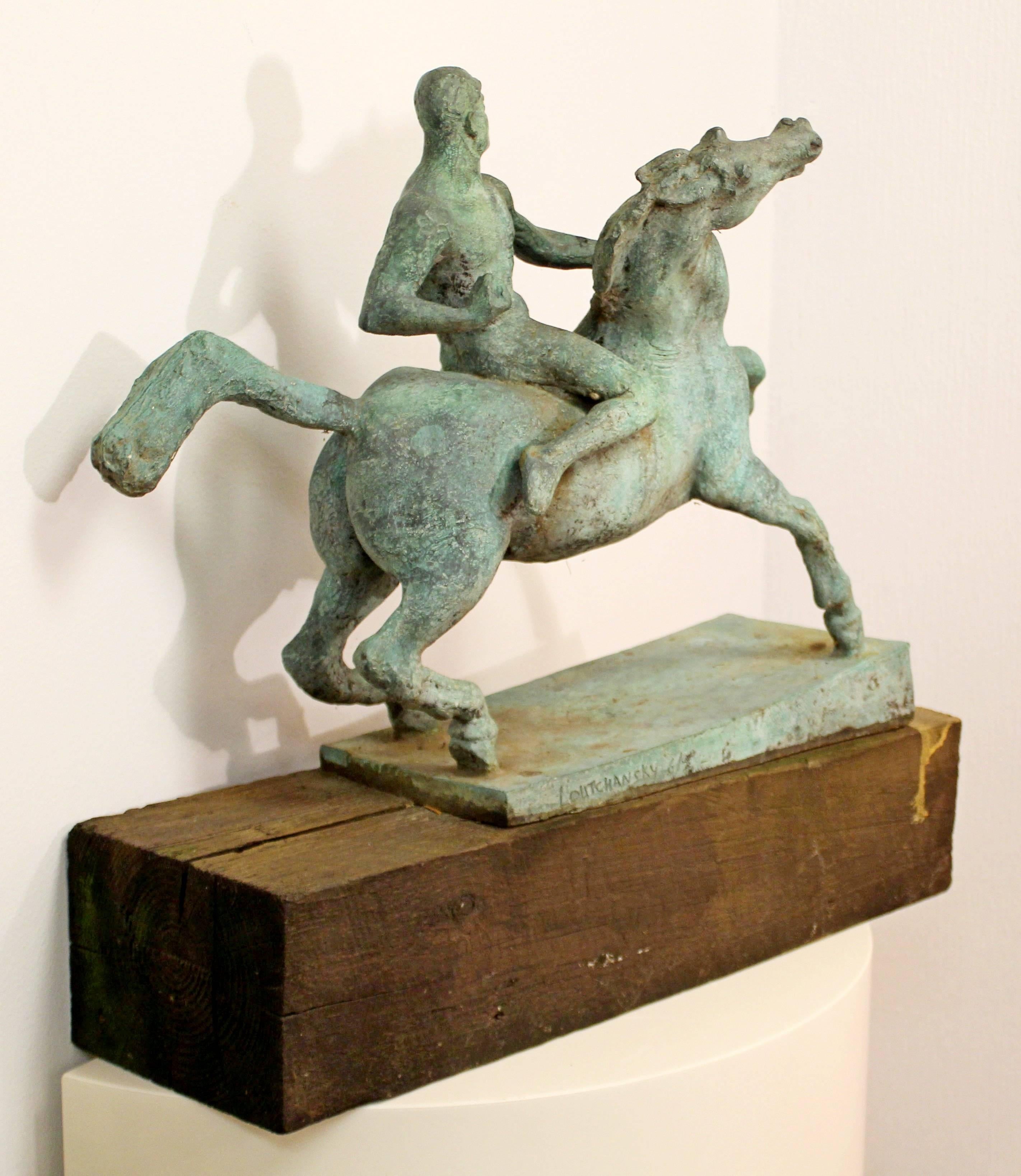 Jacob Loutchansky Bronze Table Sculpture a Horse and His Rider Signed Numbered 1