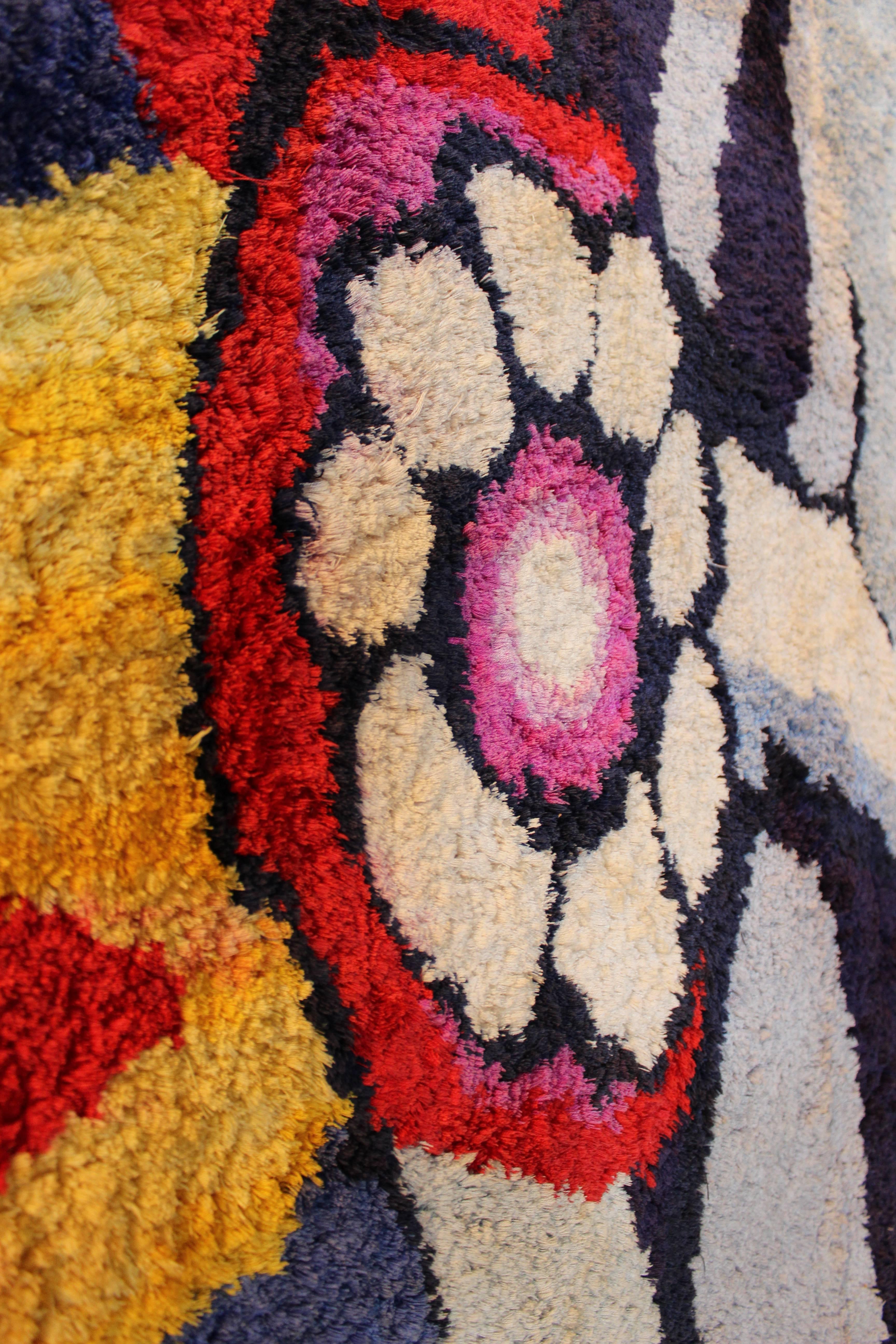 Dutch Monumental Original Fiber Art Karel Appel Rug Silk Tapestry Colorful World
