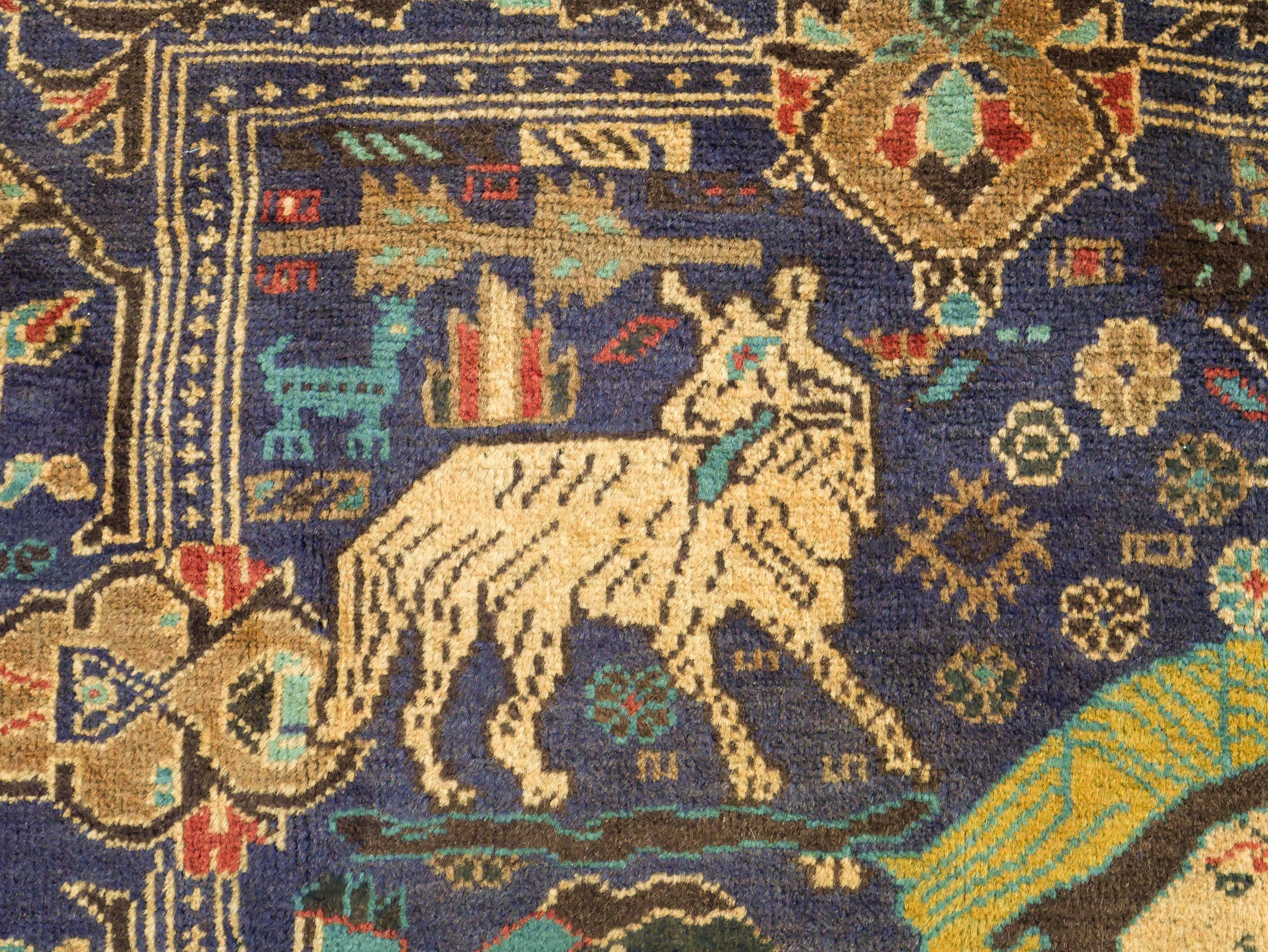 Wool Afghan Pictorial Carpet For Sale