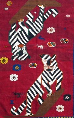 Vintage Persian Fars Animal Kilim