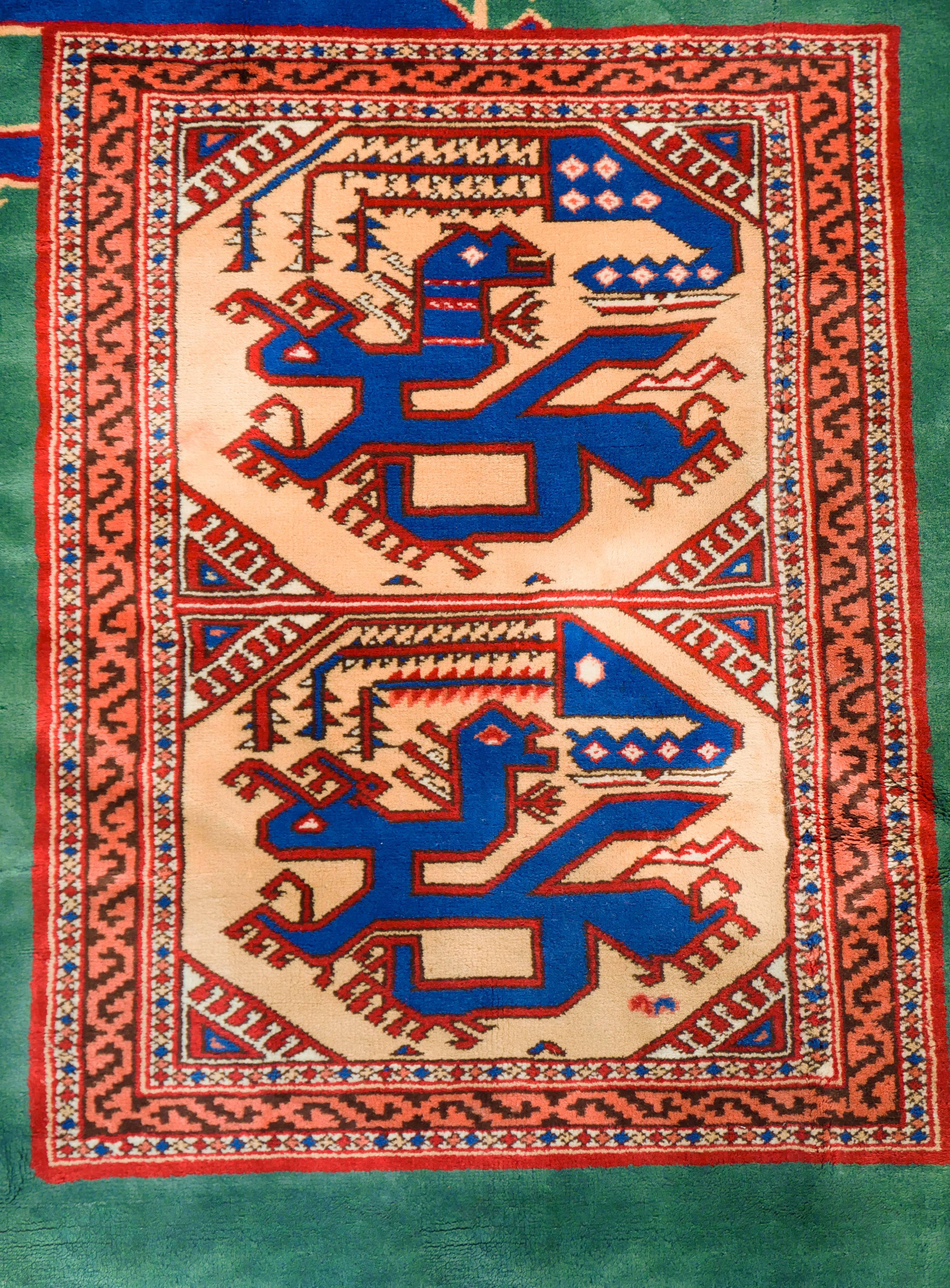Hand-Knotted Vintage Turkish Carpet For Sale