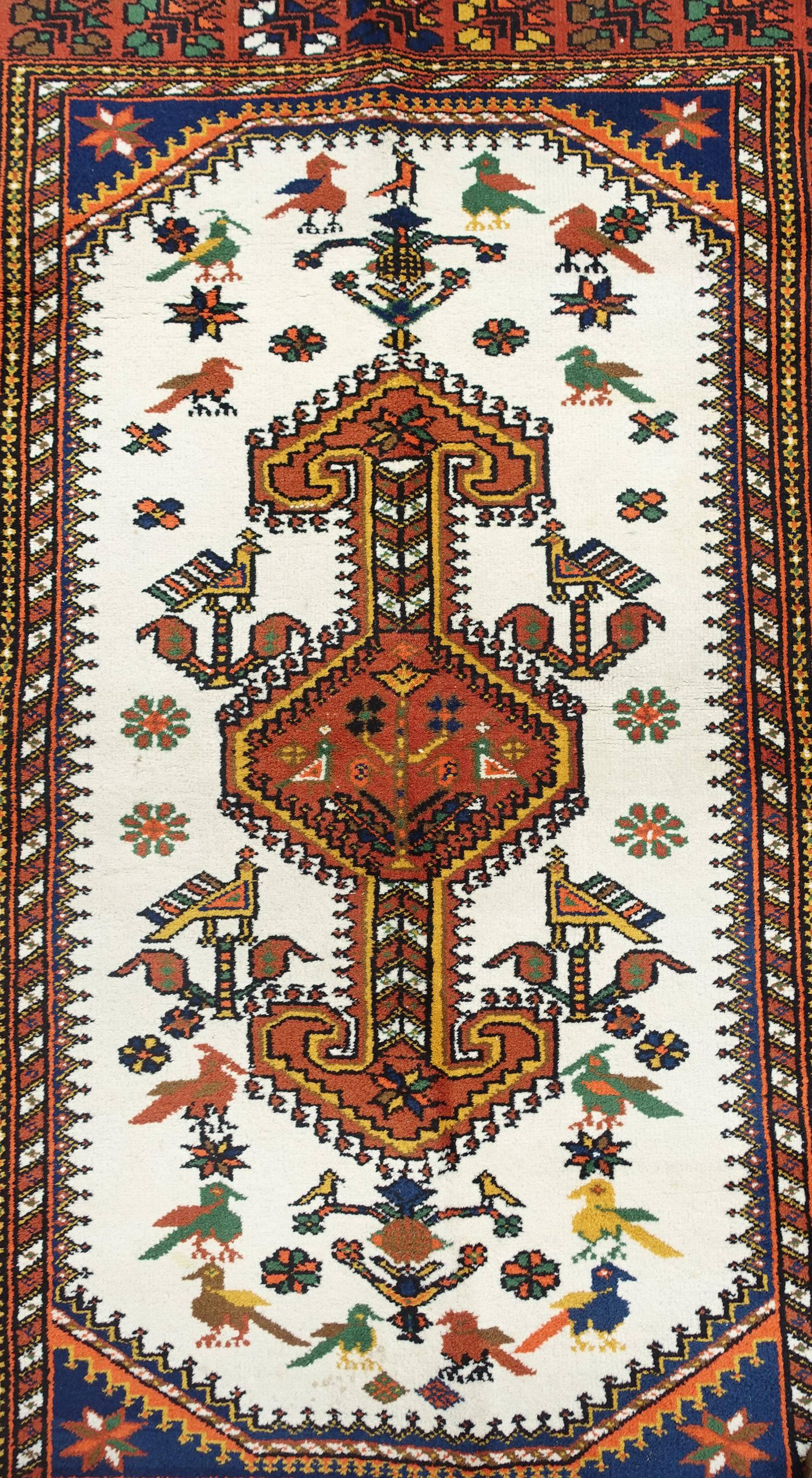 Late 20th Century Vintage Persian Nomadic Afshar Rug, circa 1990 For Sale