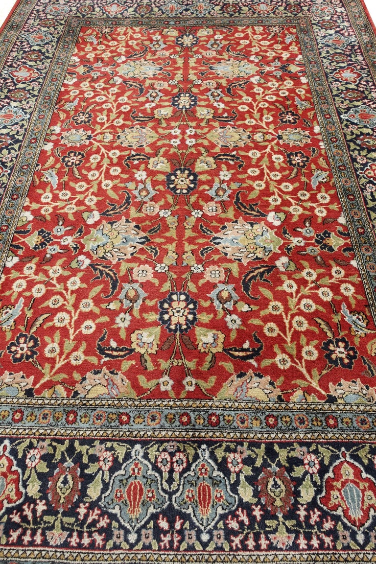 Vintage Wool 'Flowers of the Seven Hills' Turkish Hereke Carpet For