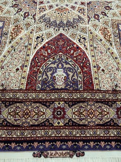 Persian  Tabriz Wool and Silk Carpet Signed