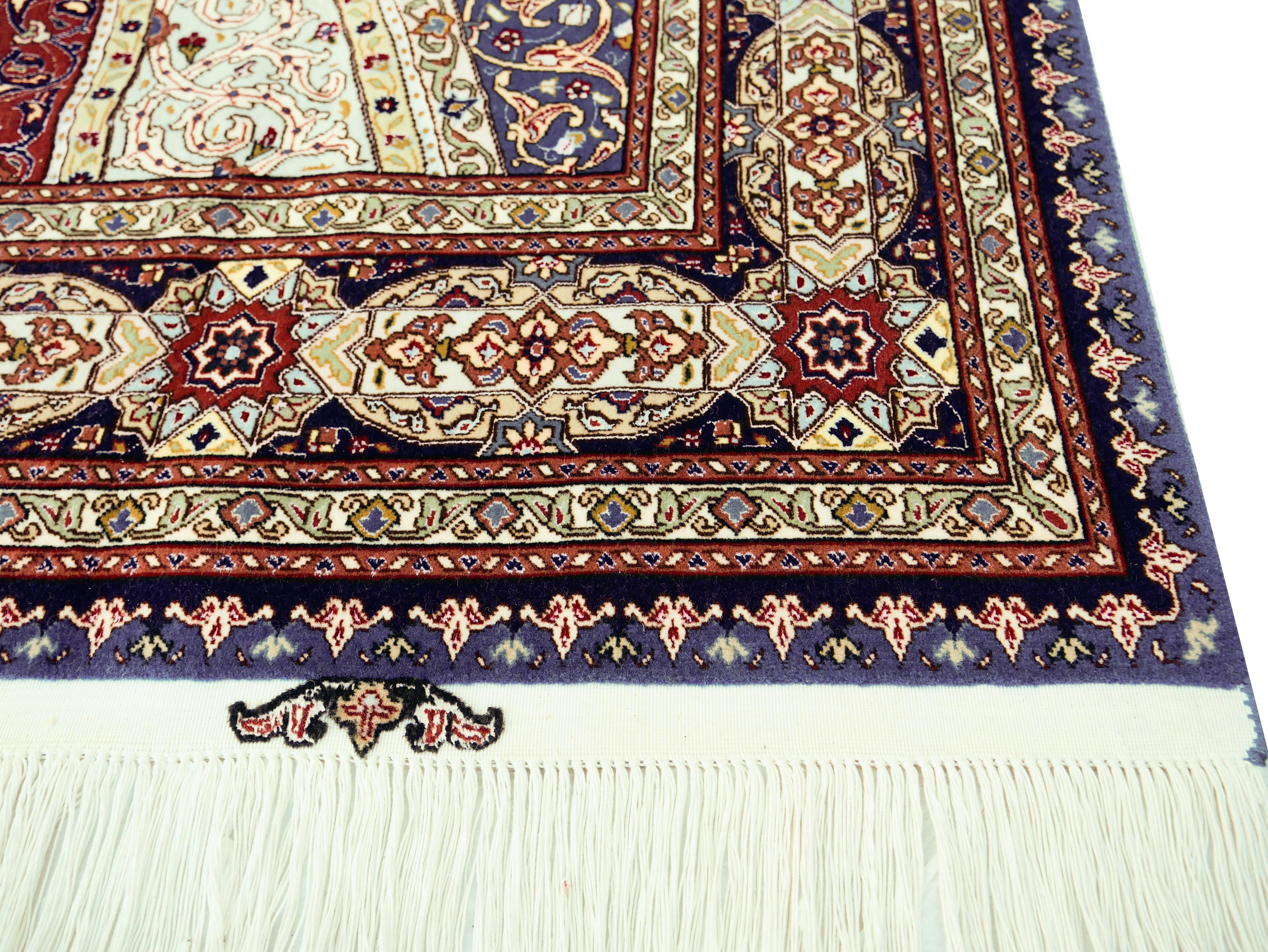  Persian  Tabriz Wool and Silk Carpet Signed For Sale 1