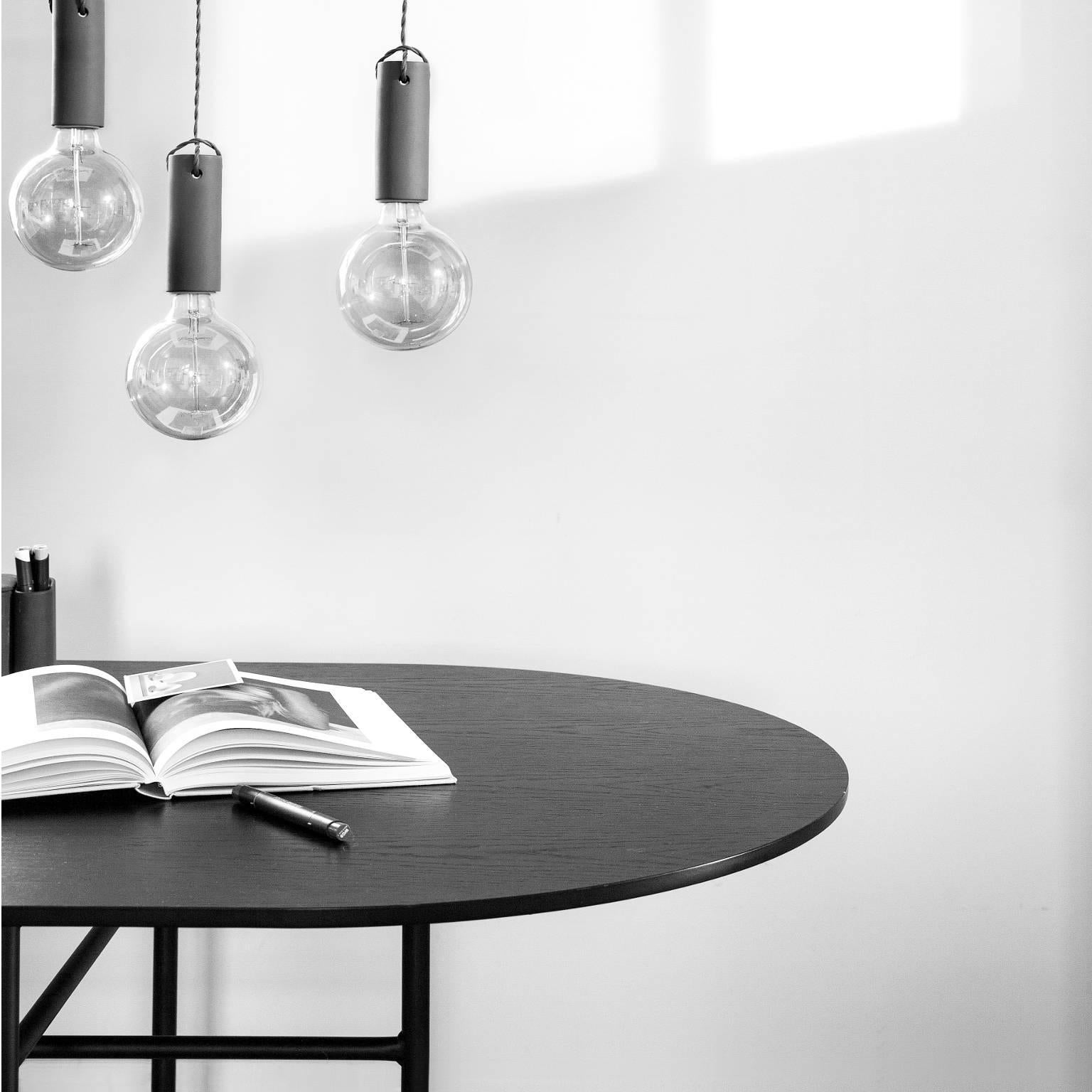 Powder-Coated Oval Snaregade Table by Norm Architects, Black Veneer