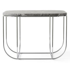 Cage Side Table by Form Us with Love, Chrome Metal Frame with Grey Marble Top