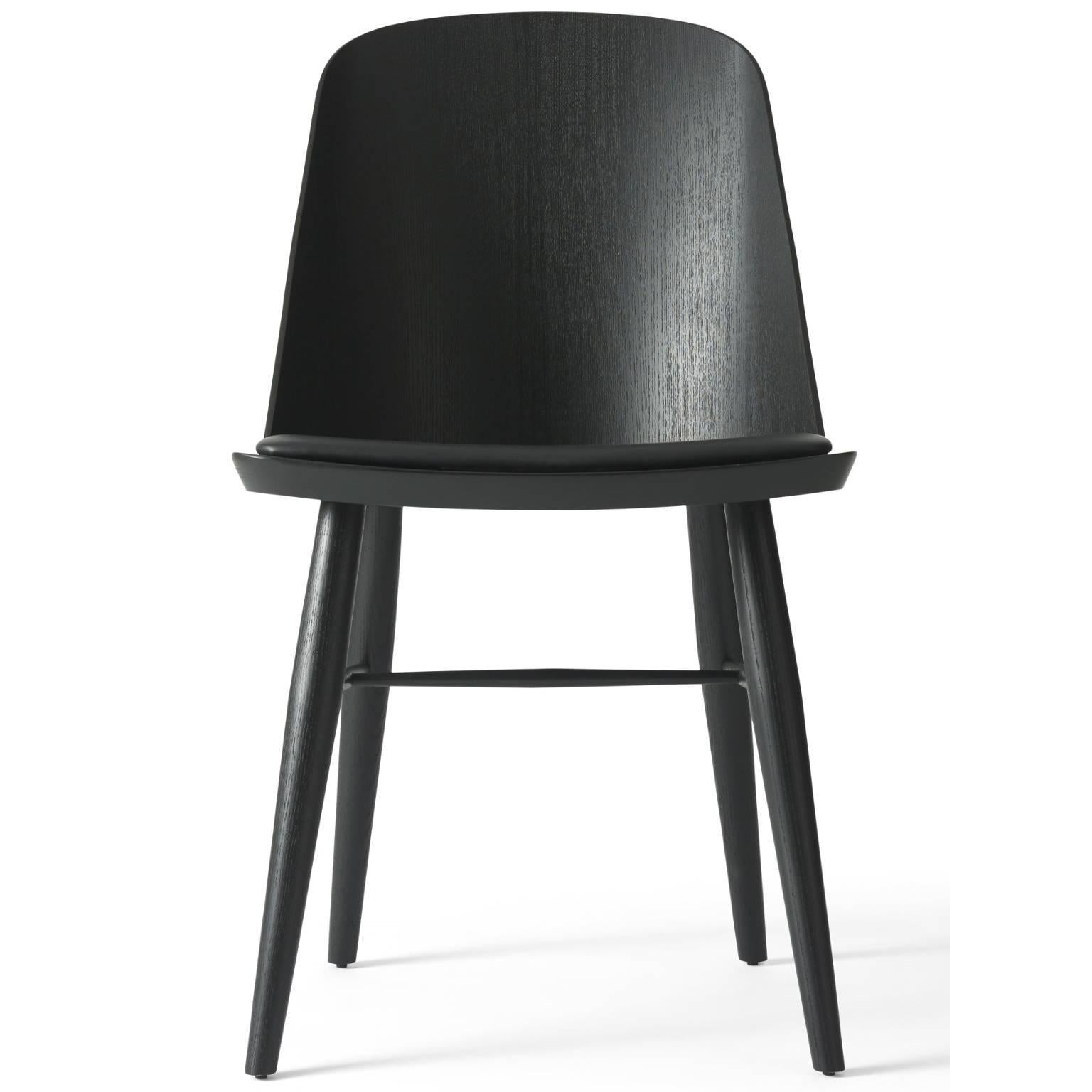 Scandinavian Modern Synnes Dining Chair by Falke Svatun, Black Ash / Black Leather