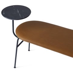 Afteroom Bench by Afteroom, in Black Steel, with Cognac Leather