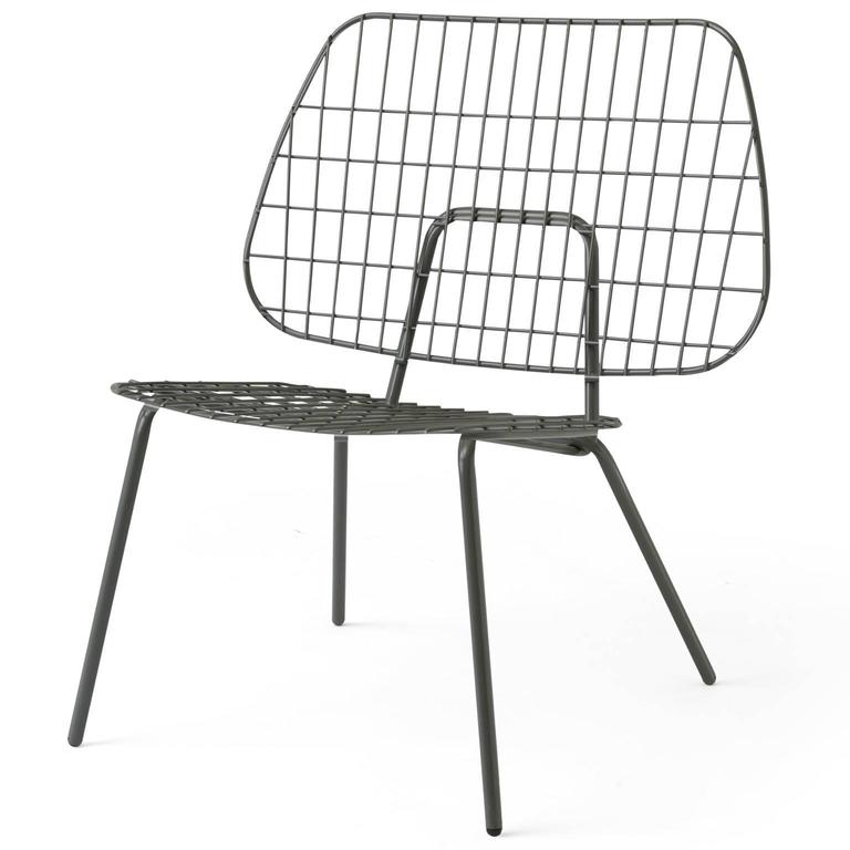 Wm String Lounge Chair by Studio WM, in TwoPack, Black Steel Frame at