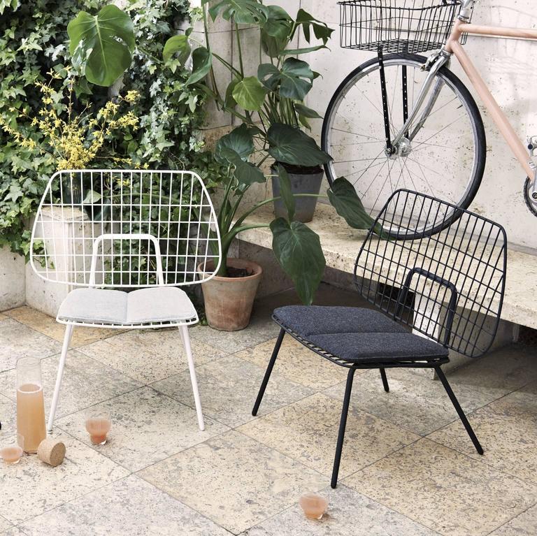 Wm String Lounge Chair by Studio WM, in TwoPack, Black Steel Frame at 1stDibs
