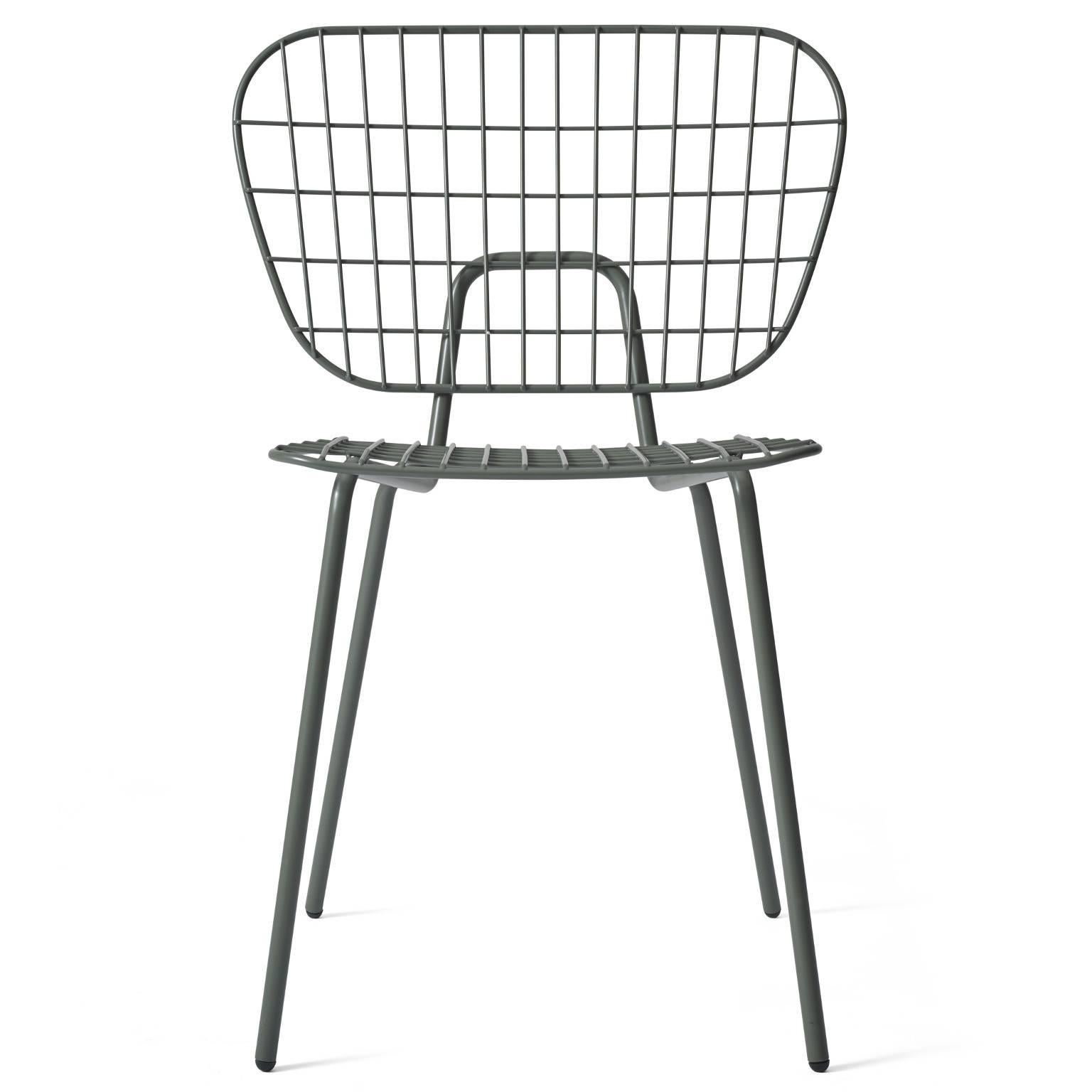 Scandinavian Modern Wm String Dining Chair by Studio Wm, in Two-Pack, Black Steel Frame