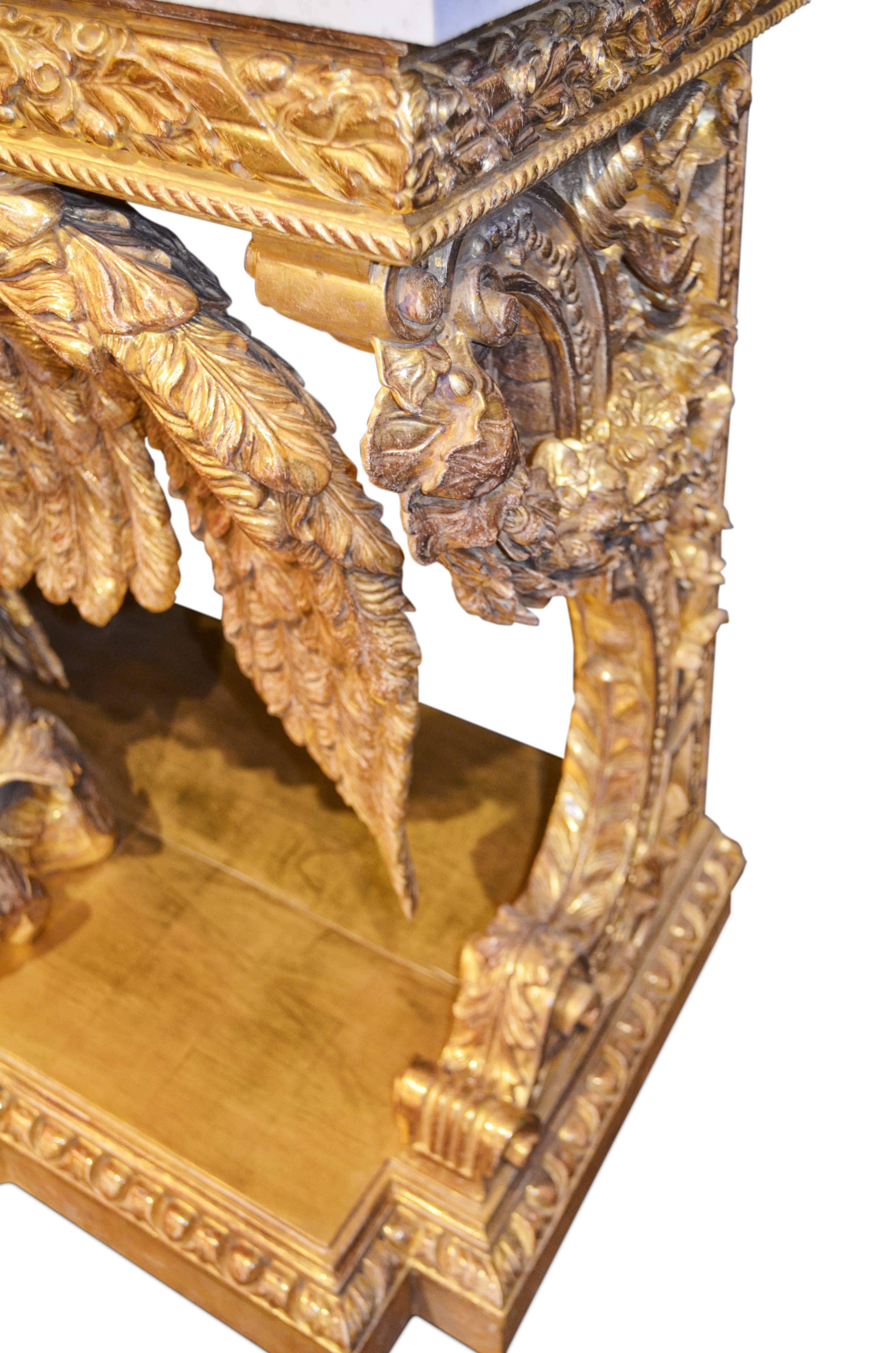 English Pair of William Kent Design Carved Giltwood Eagle Consoles