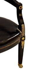 19th Century French Ebonized and Black Leather Desk Chair