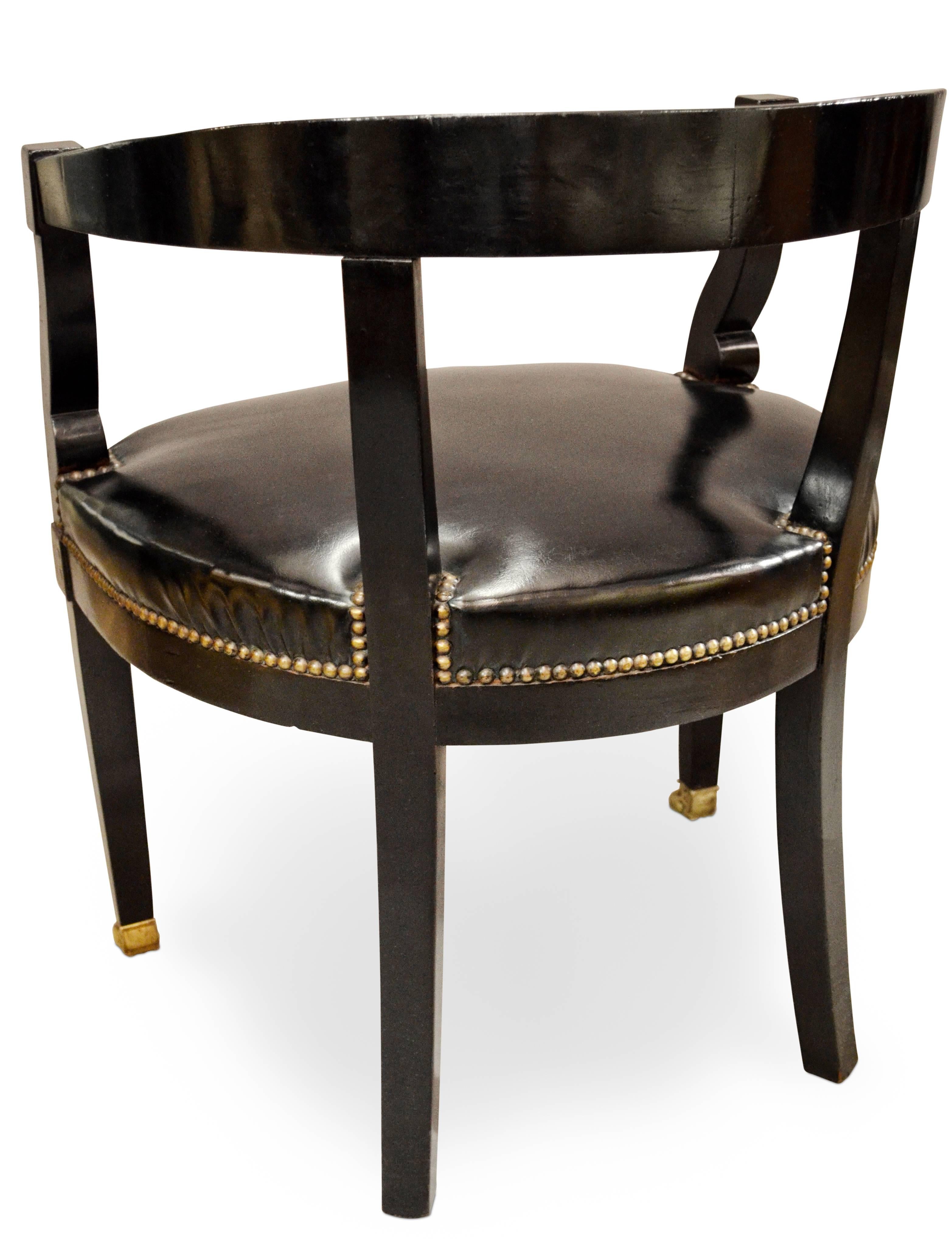 Late 19th Century 19th Century French Ebonized and Black Leather Desk Chair