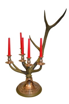 Anthony Redmile Scottish Stag Red Deer Antler Candlesticks