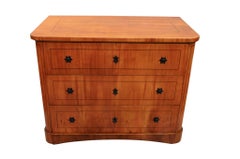 Pair of 19th Century Biedermeier Fruitwood and Ebony Strung Commodes
